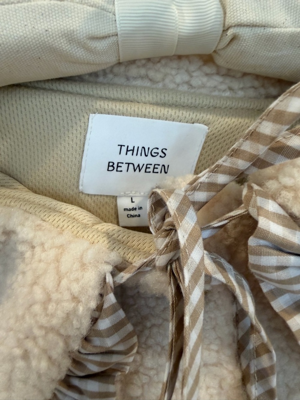 Teddy Jacket with Gingham Ruffle Collar & Buttons - Cream - Picture 7 of 7